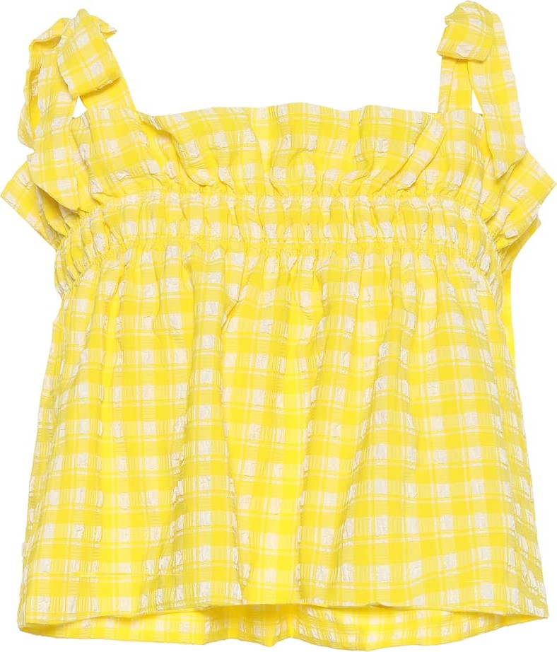 Ganni Checked seersucker bikini top