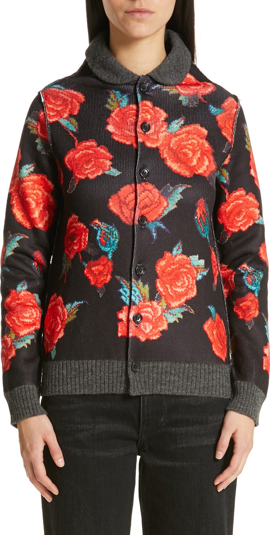 Tricot Comme des Garçons Rose Print Cardigan