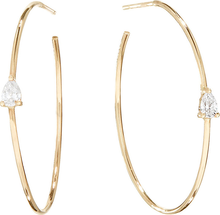 Lana Magic  14k Gold Diamond Pear Hoop Earrings