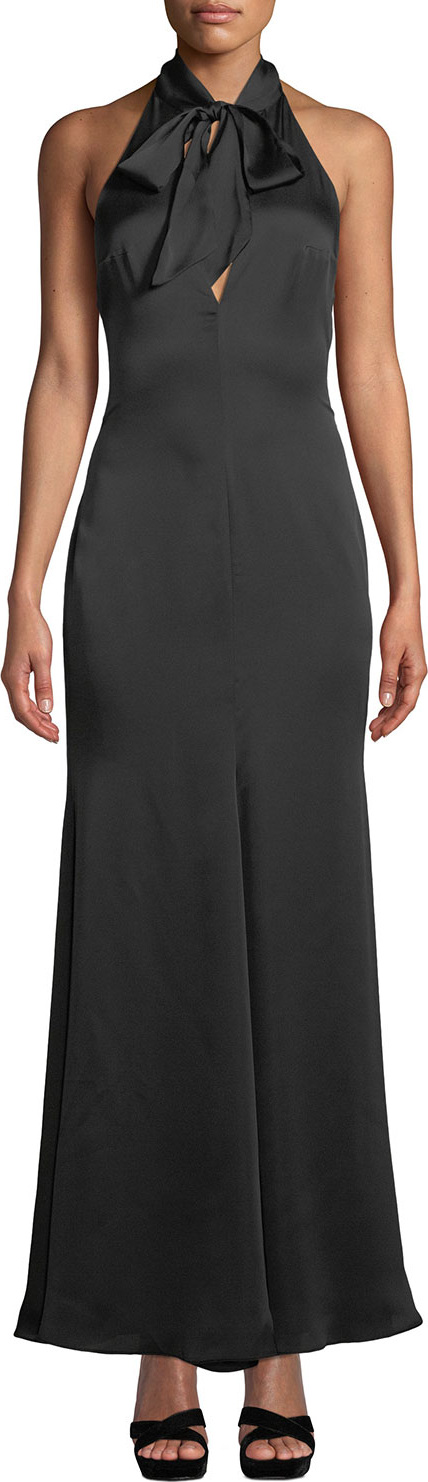 Fame and Partners The Ace Self-Tie V-Neck Satin Gown