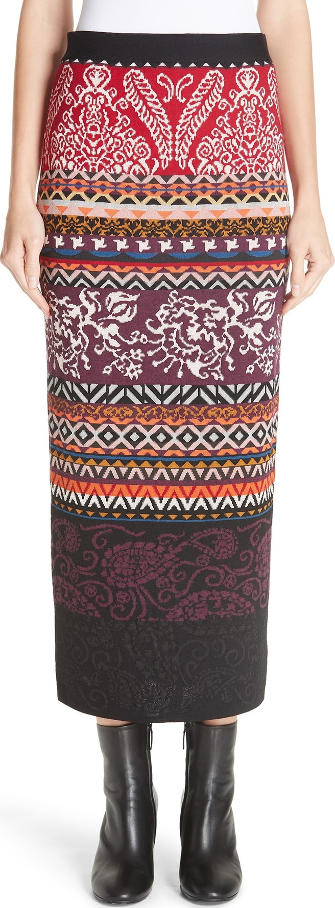 Fuzzi Mixed Fair Isle Midi Skirt