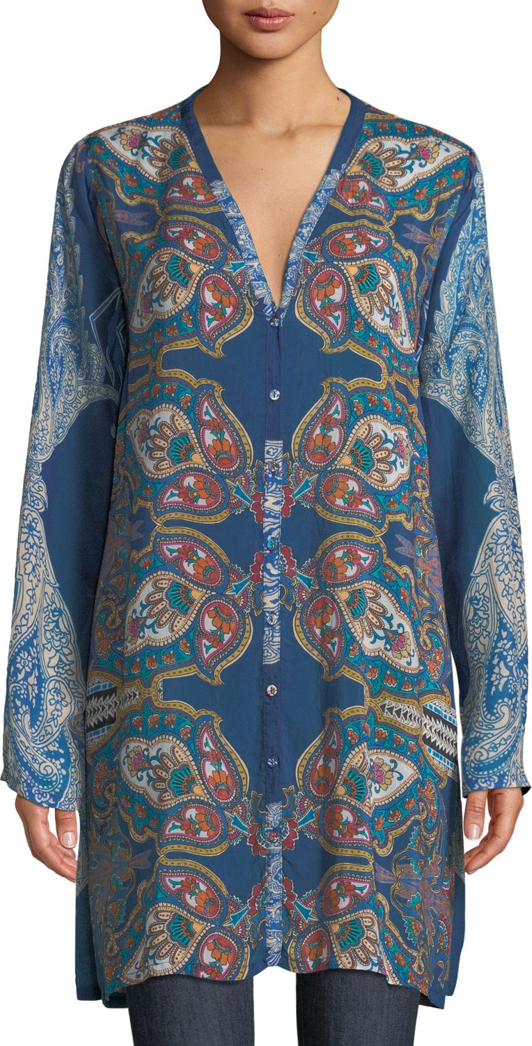 Johnny Was Karmen Button-Front Tunic w/ Tie Belt