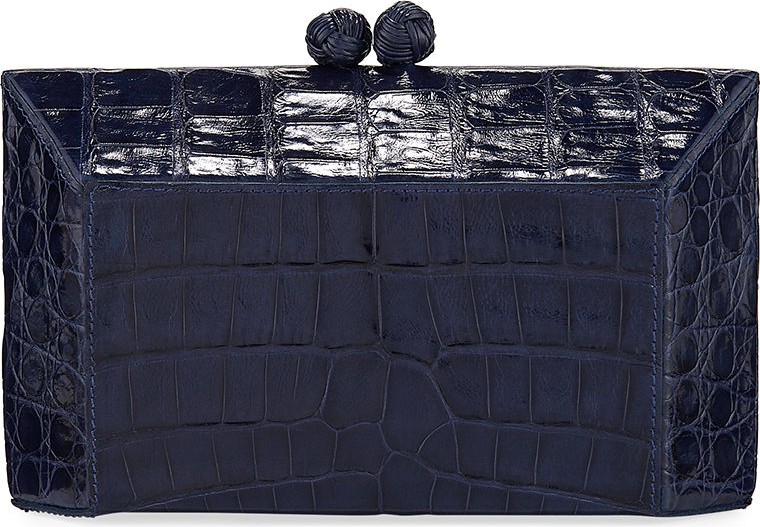 Nancy Gonzalez Gramercy Faceted Crocodile Minaudiere Clutch Bag