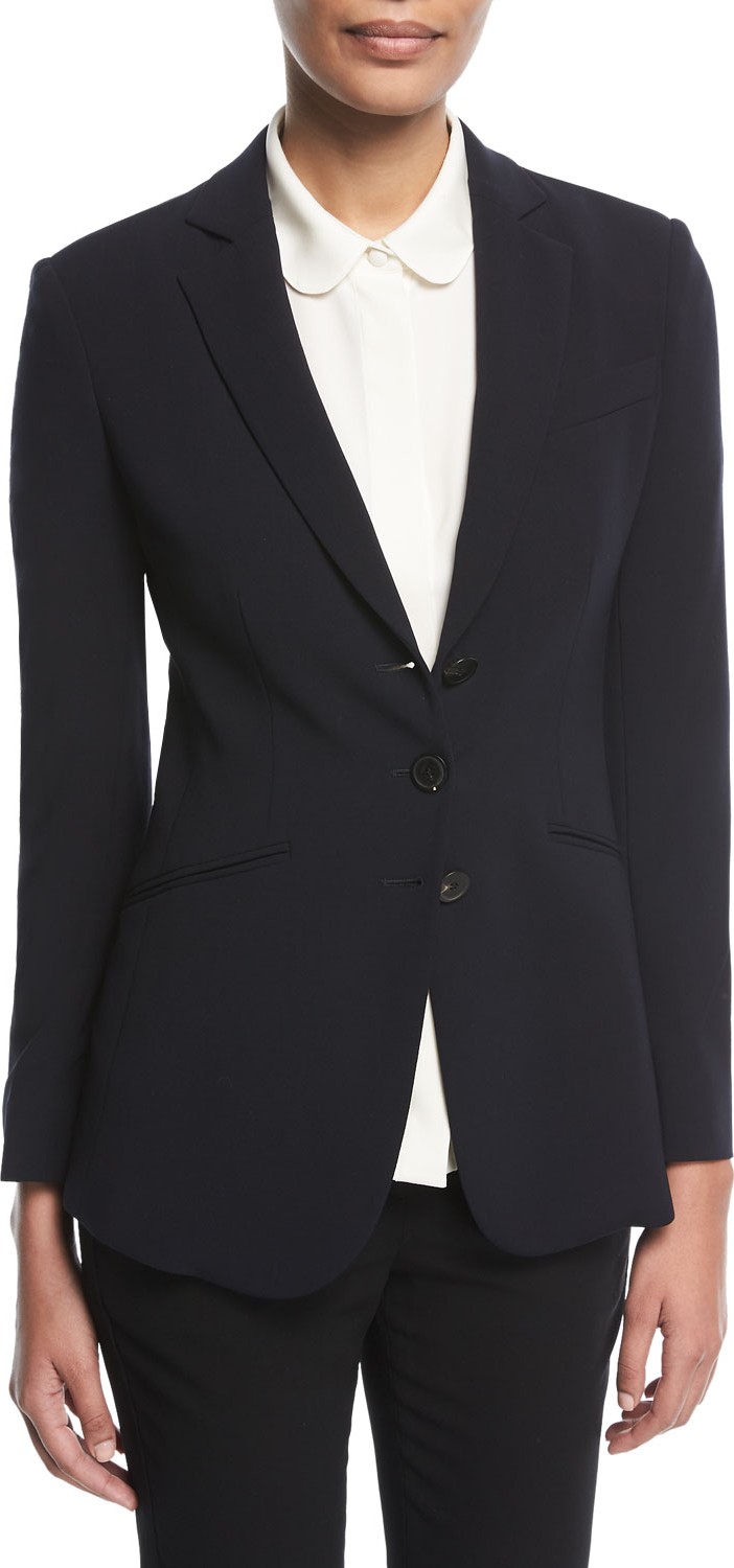 Emporio Armani Notched-Lapels 3-Button Tailored Wool Blazer