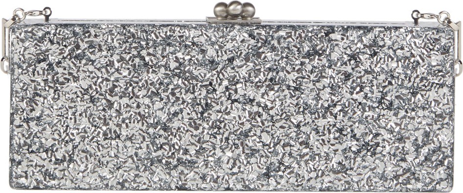 Edie Parker Flavia Glitter Frame Clutch Bag
