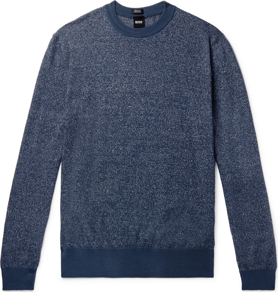 HUGO BOSS Franio Mélange Cotton and Linen-Blend Sweater
