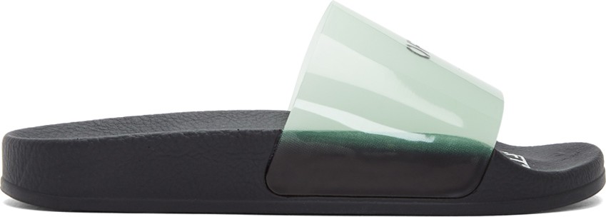 Off White Blue Logo Pool Slides