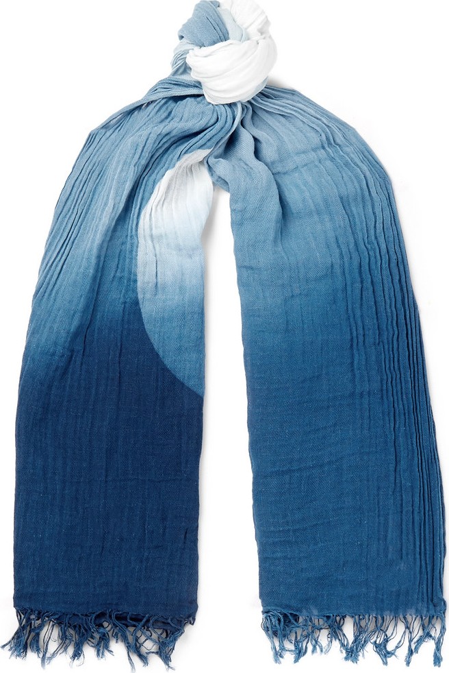 Blue Blue Japan Dégradé Indigo-Dyed Cotton and Linen-Blend Scarf