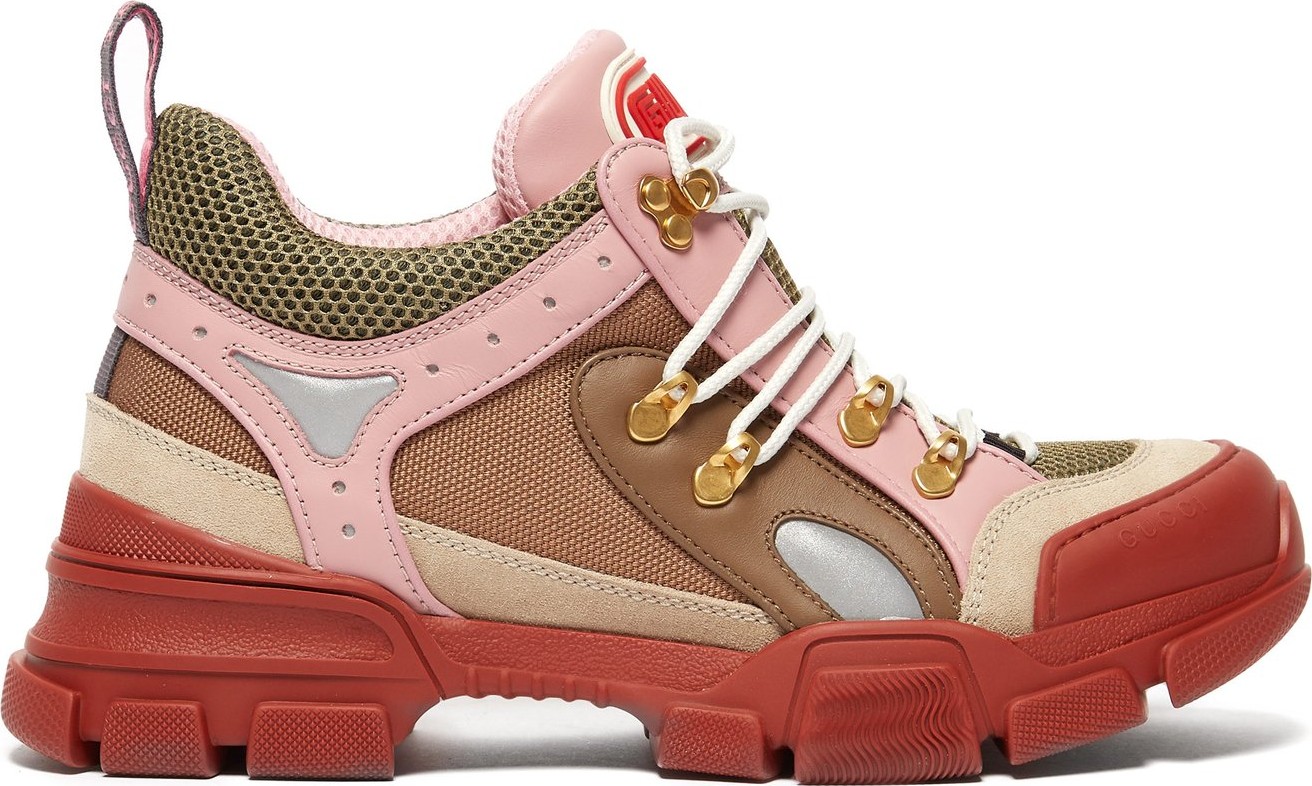 Gucci Flashtrek low-top leather and mesh trainers