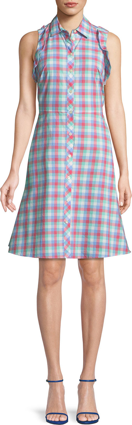Kate Spade New York madras plaid poplin sleeveless shirtdress