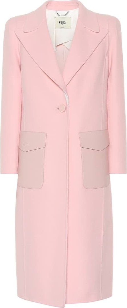 Fendi Leather-trimmed wool coat