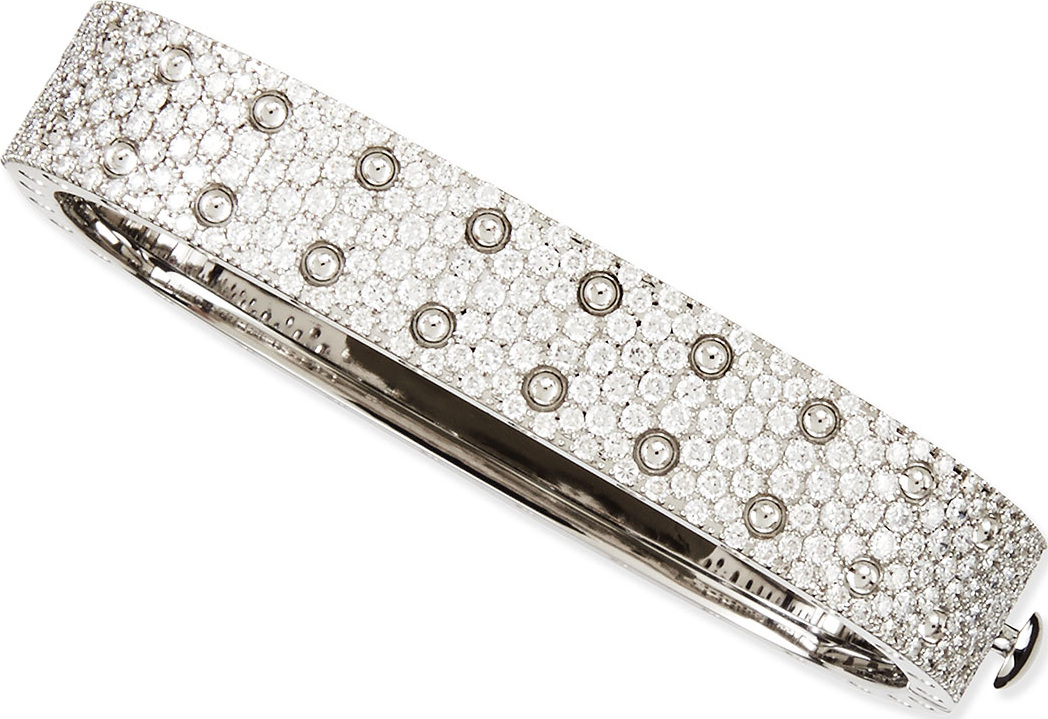 Roberto Coin Pois Moi 18k White Gold & White Diamond 4-Row Bangle