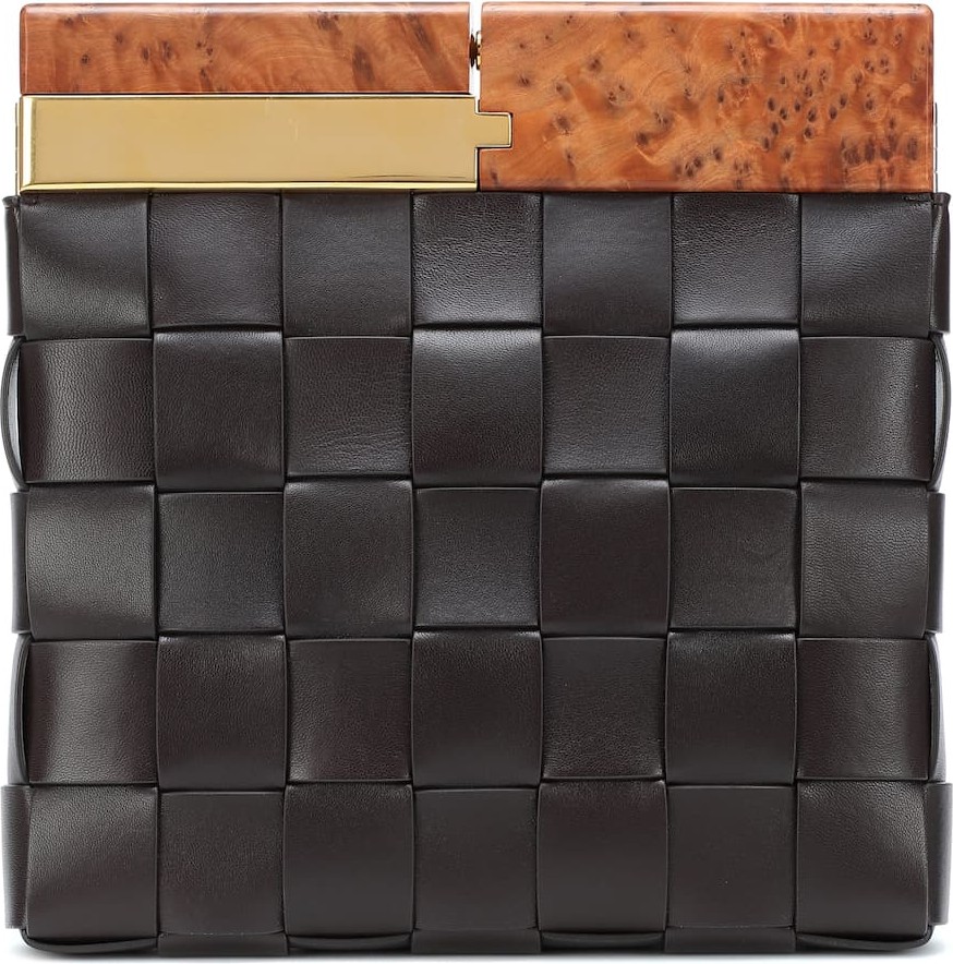 Bottega Veneta BV Snap intrecciato leather clutch