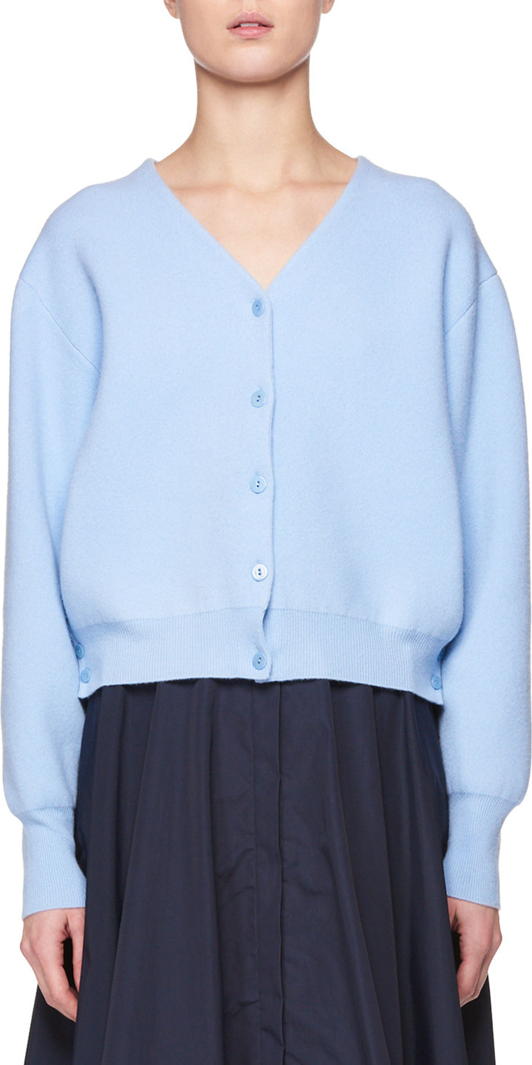 THE ROW Nesta V-Neck Button-Front Merino Wool Cashmere Cardigan