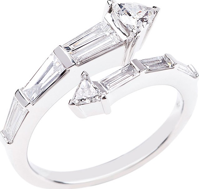 Nikos Koulis Energy 18k White Gold Diamond Bypass Ring