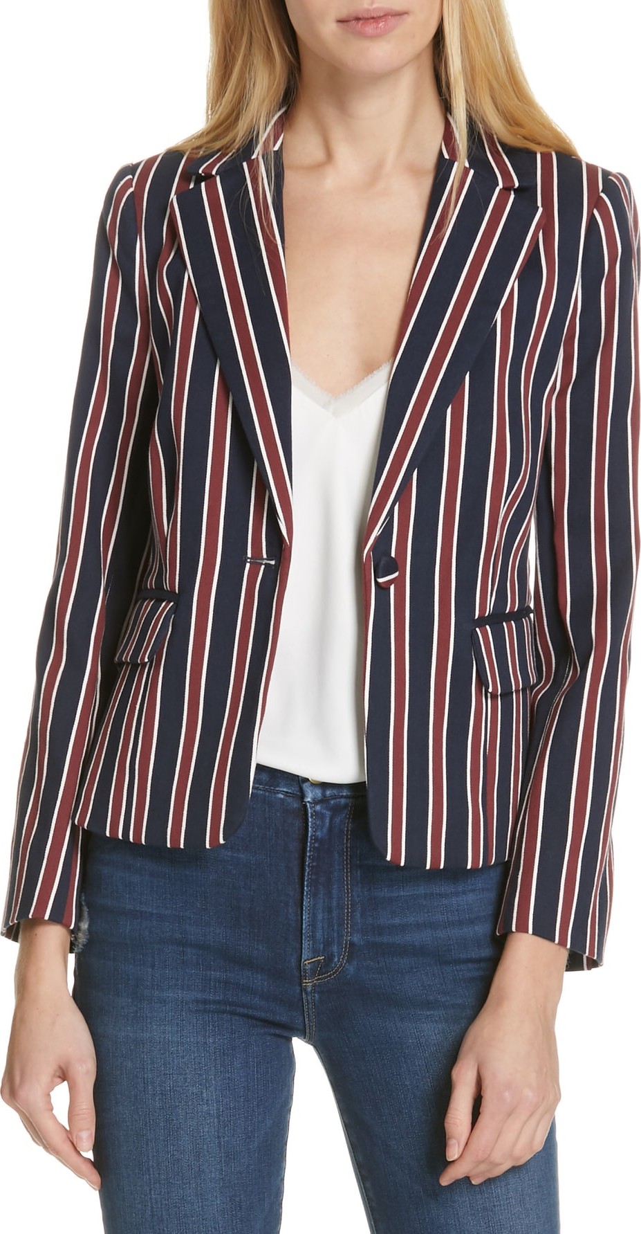 FRAME DENIM Stripe Shrunken Blazer