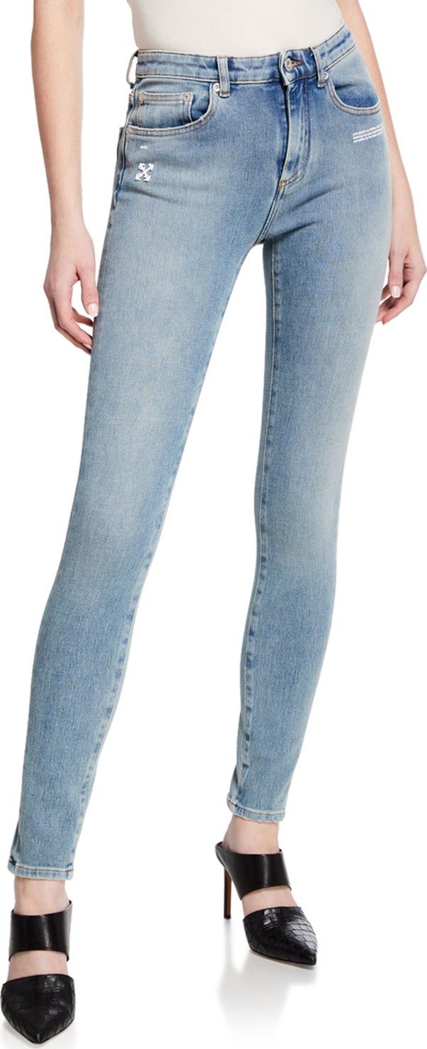 Off White Bleached Skinny Jeans