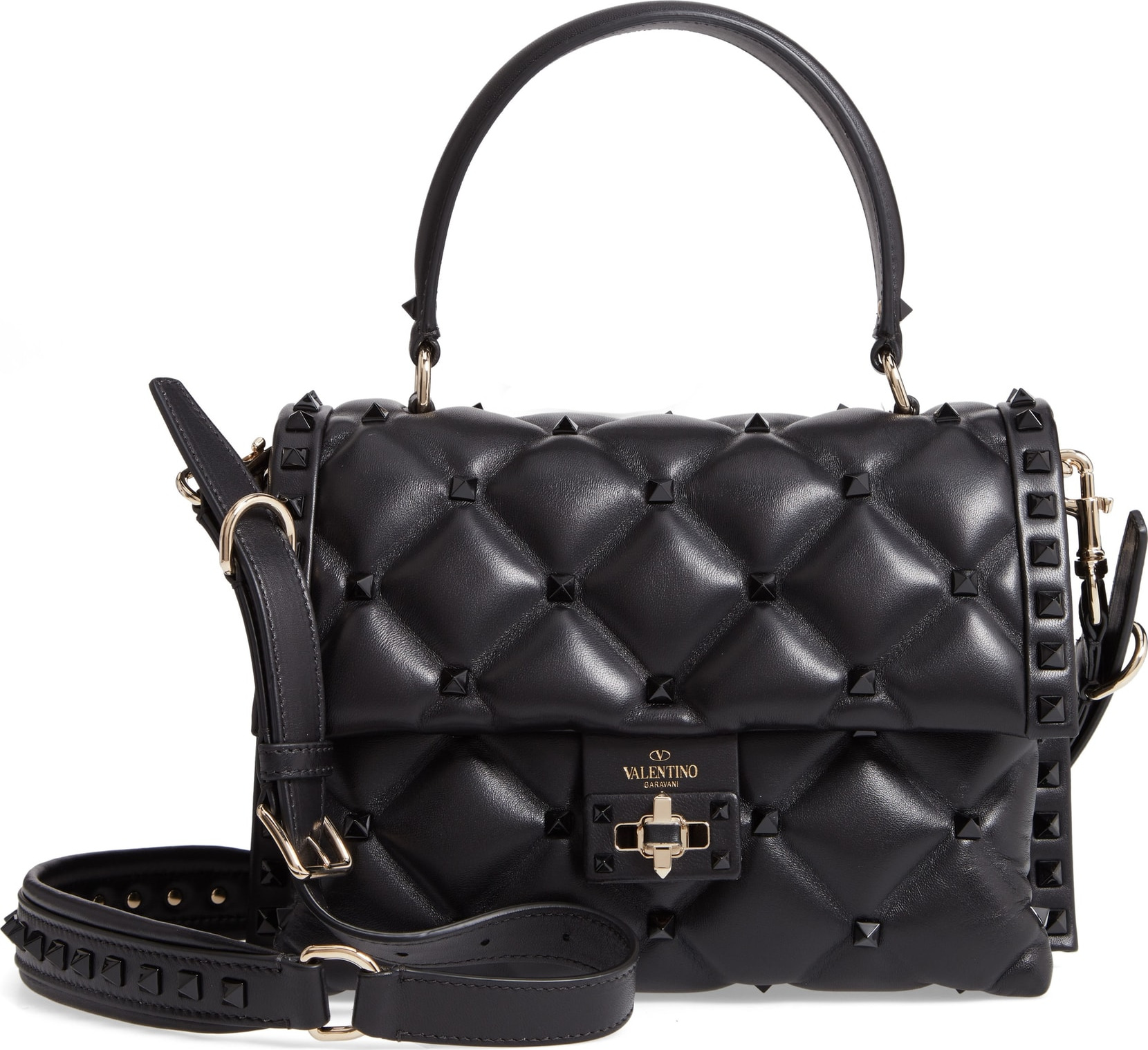 Valentino Candystud Leather Top Handle Bag