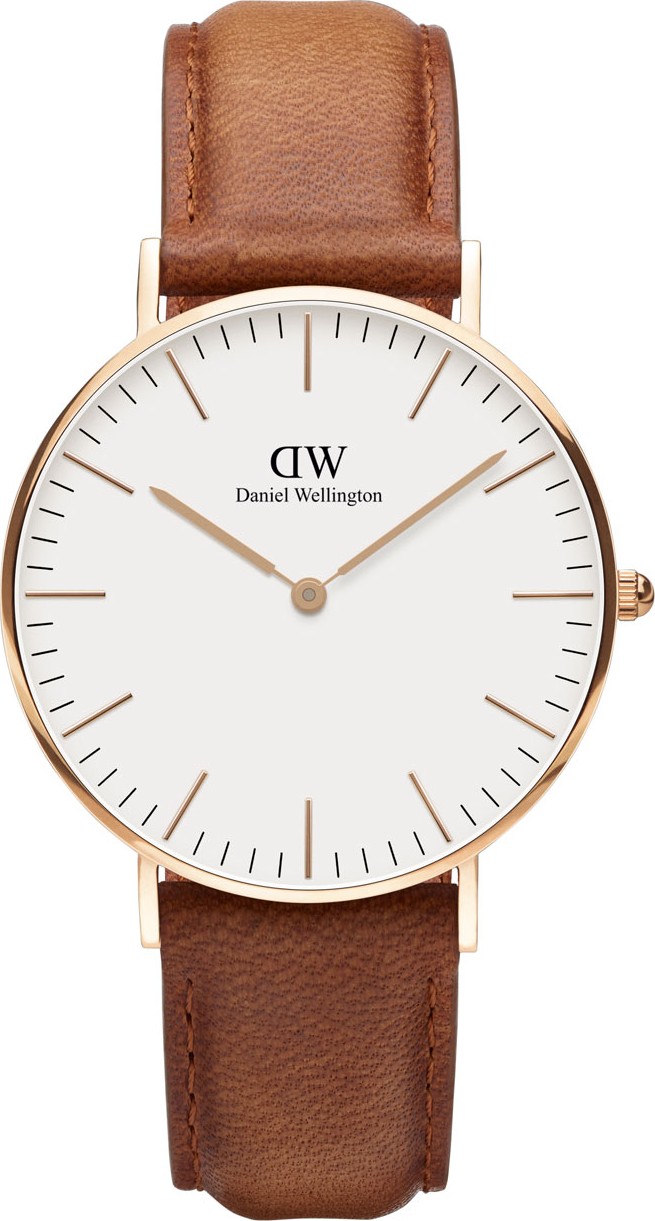 Daniel Wellington 36mm Classic Durham Watch, Brown/White/Rose Golden