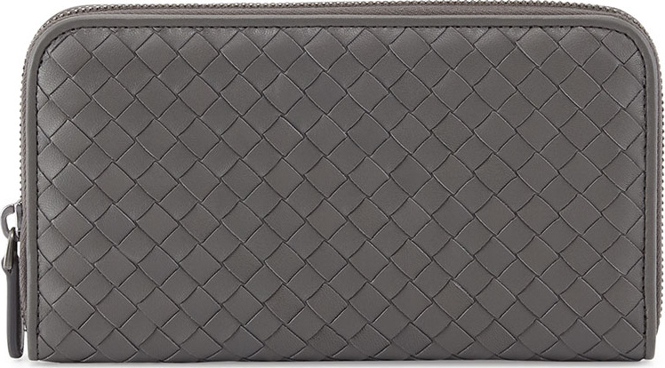 Bottega Veneta Continental Zip-Around Wallet, Gray