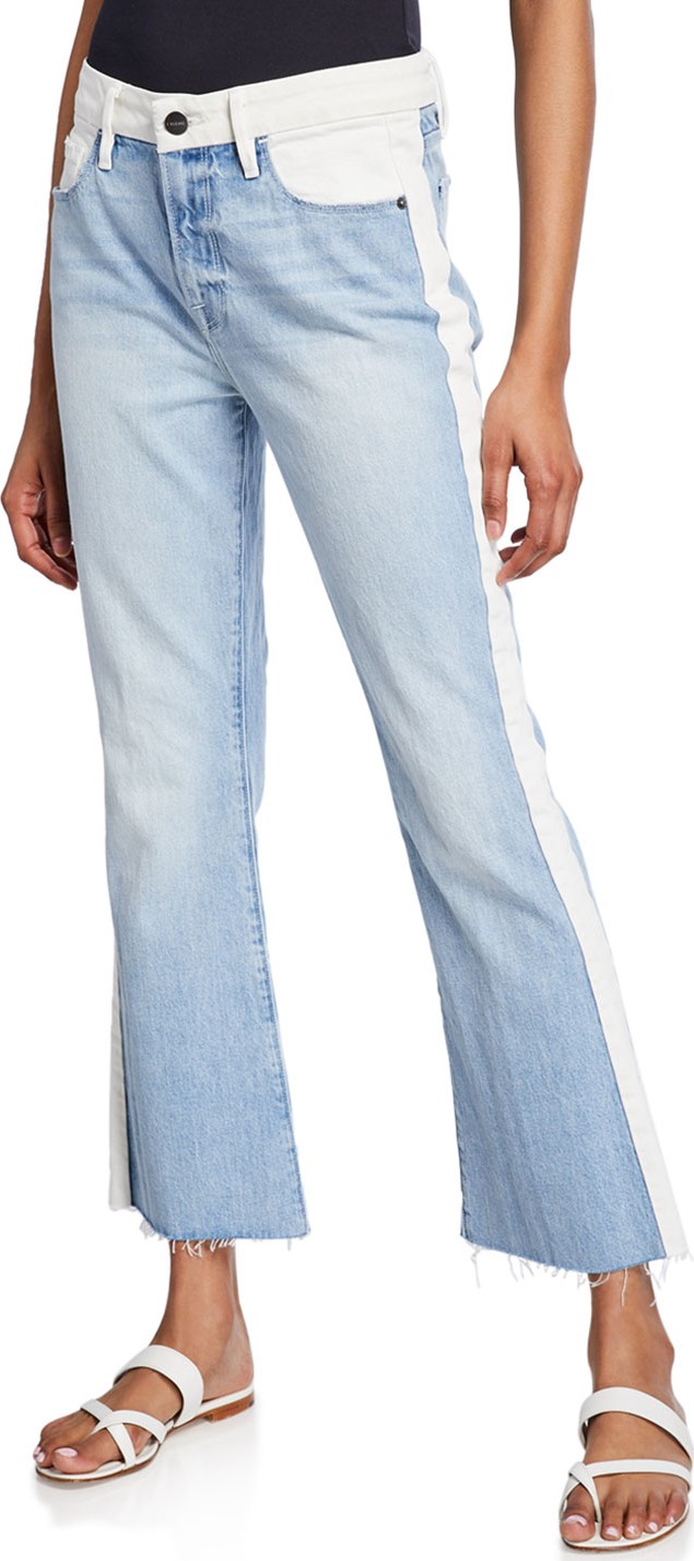 FRAME DENIM Le Crop Mini Boot-Cut Two-Tone Jeans