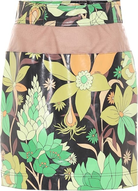 Fendi Floral coated-cotton miniskirt