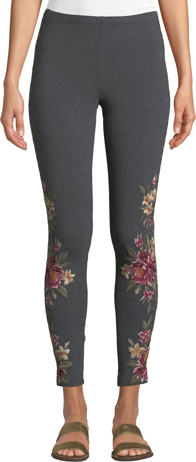 Johnny Was Joanna Leggings w/Floral Embroidery