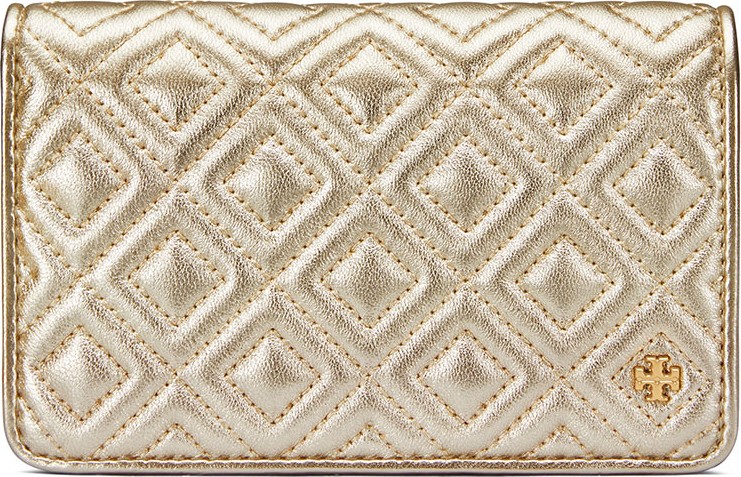 Tory Burch Fleming Medium Metallic Slim Wallet