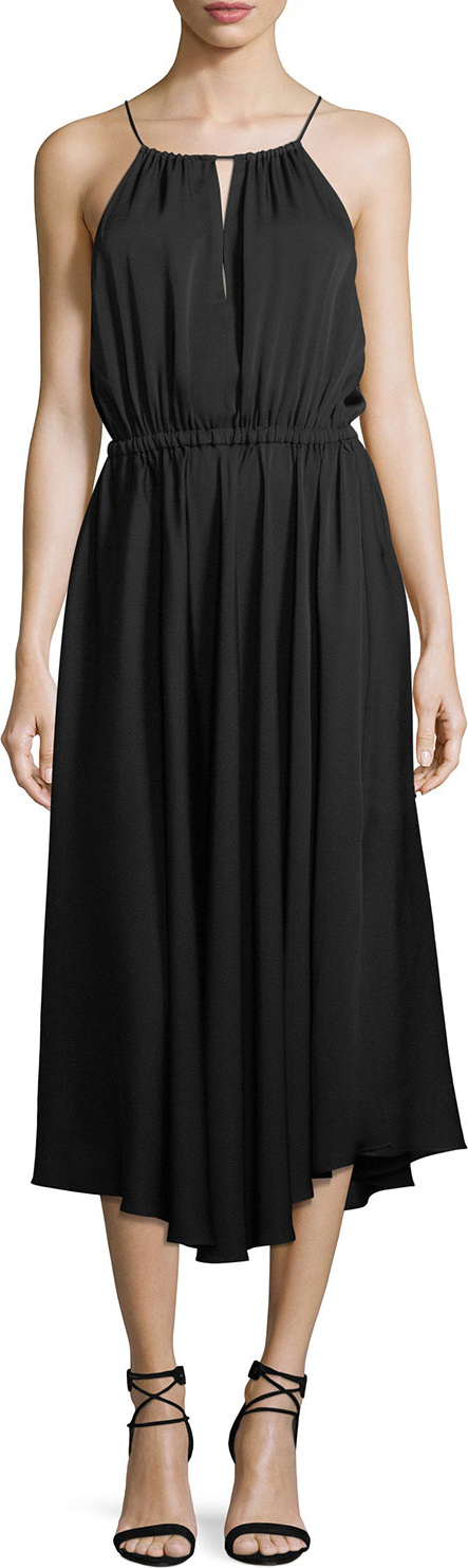 MILLY Casey Draped Stretch-Silk Dress