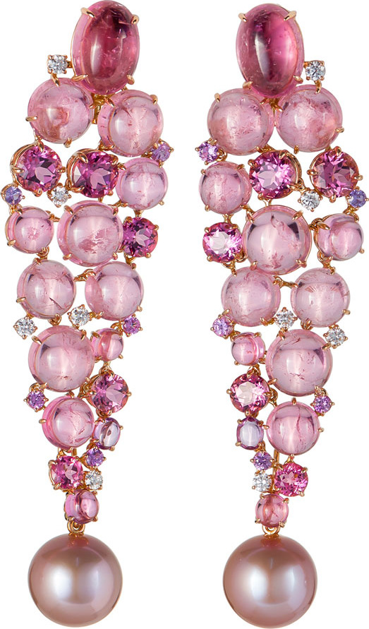 Margot McKinney 18k Pink Gold Drop Earrings w/ Detachable Pearls