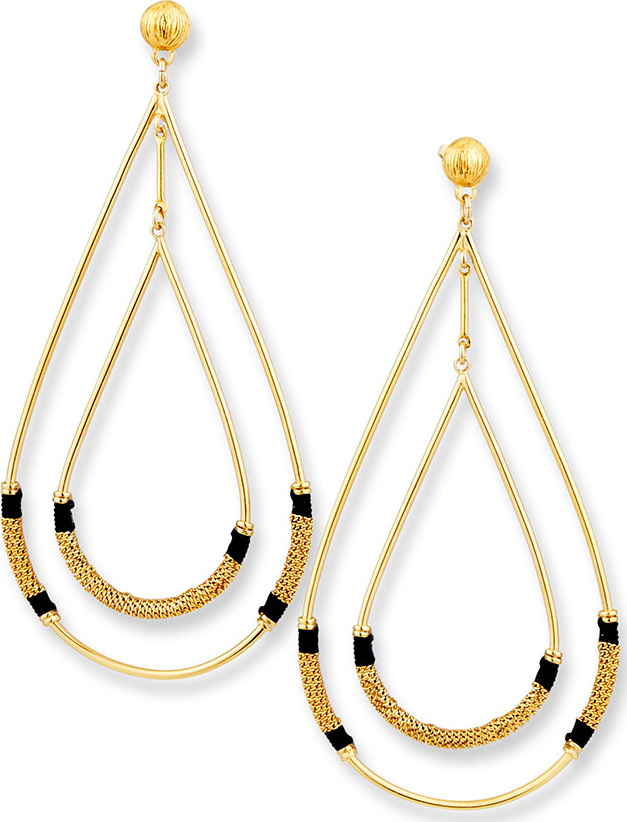 GAS Bijoux Zanzibar Double Teardrop Earring, Black/Gold