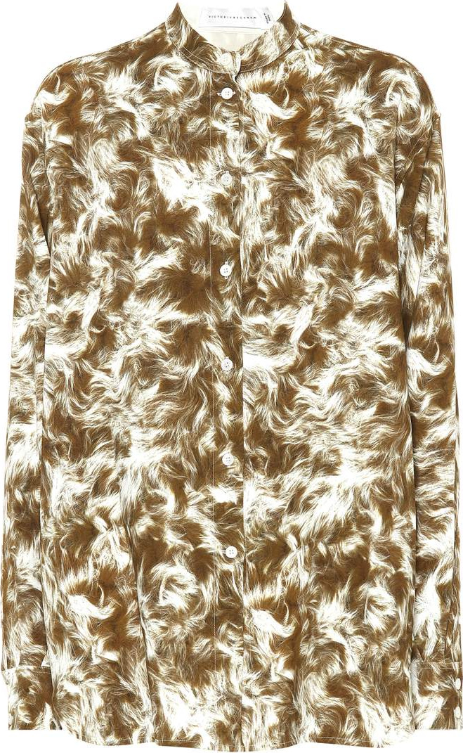 Victoria Beckham Printed jersey grandad shirt