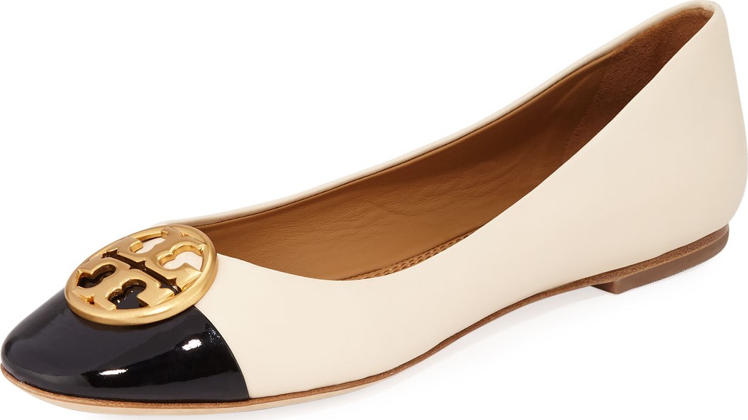 Tory Burch Chelsea Cap-Toe Leather Ballet Flats