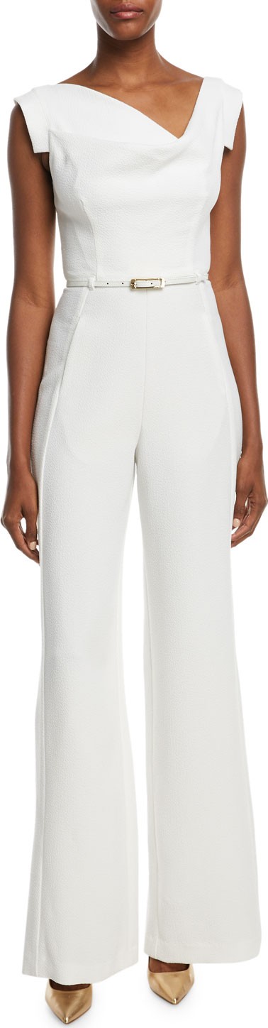 Black Halo Jackie Asymmetric Belted Jumpsuit