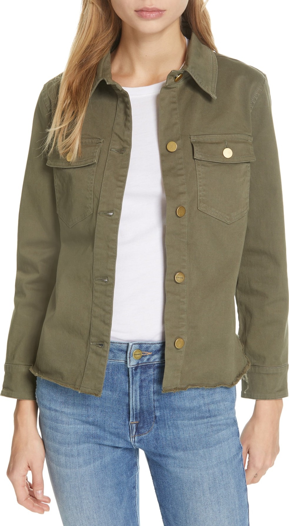 FRAME DENIM Raw Hem Shirt Jacket