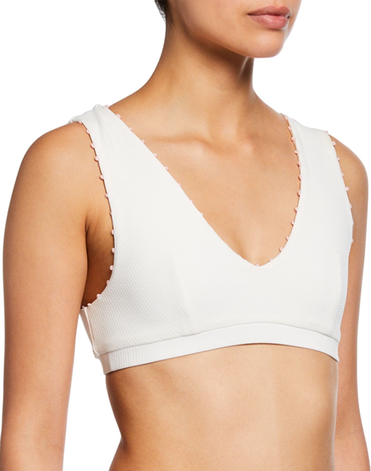 Marysia French Gramercy V-Neck Textured Swim Top