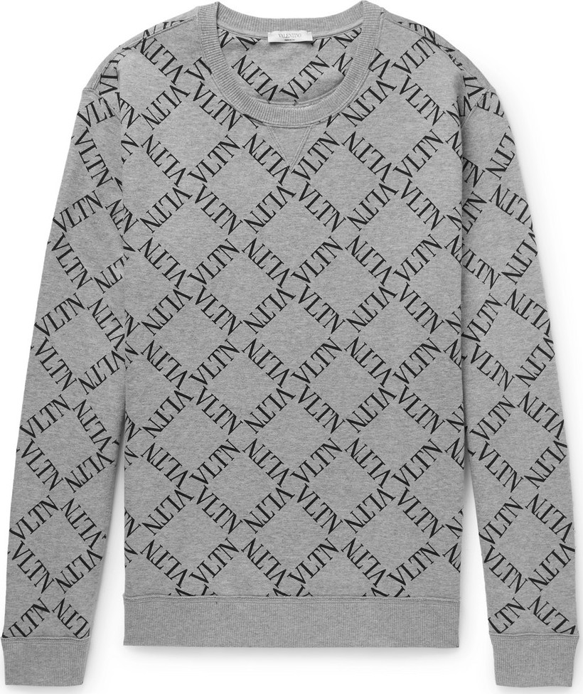 Valentino Logo-Print Mélange Loopback Cotton-Blend Jersey Sweatshirt