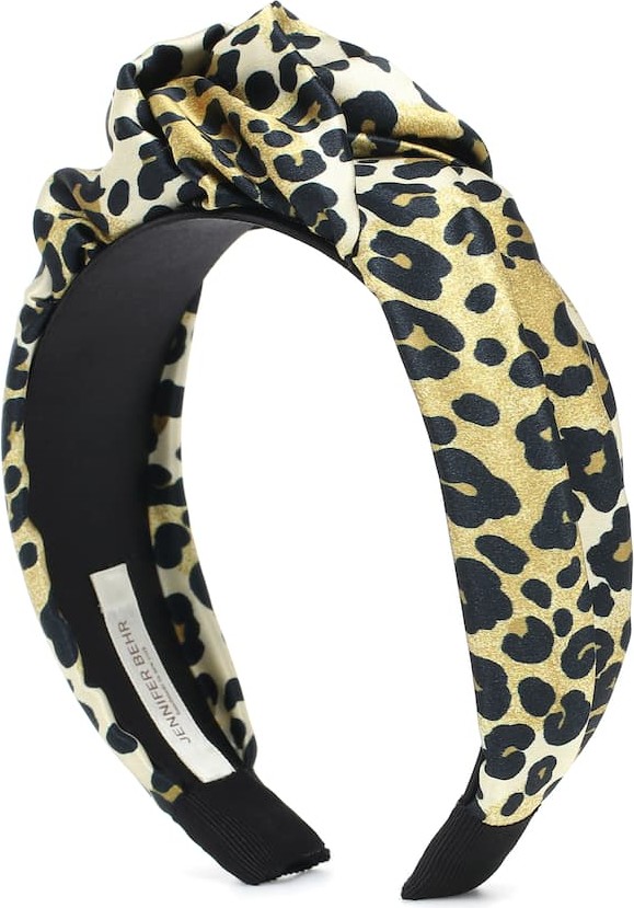Jennifer Behr Fiona leopard-print silk headband