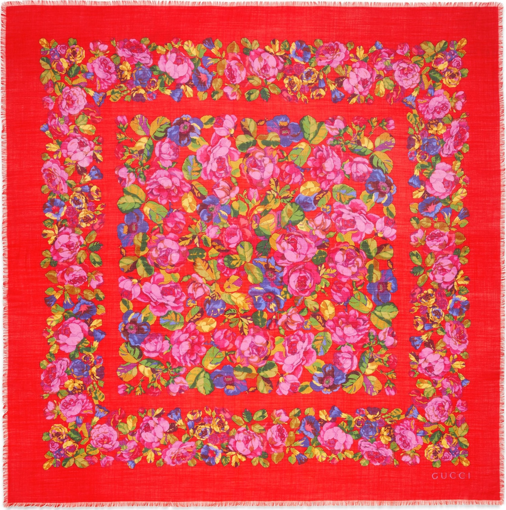 Gucci Raquel Floral Silk & Wool Shawl