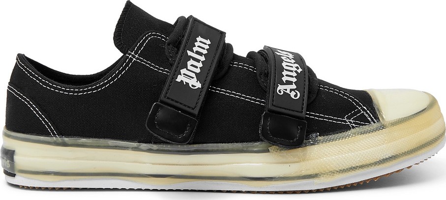 Palm Angels Logo-Print Cotton-Canvas Sneakers