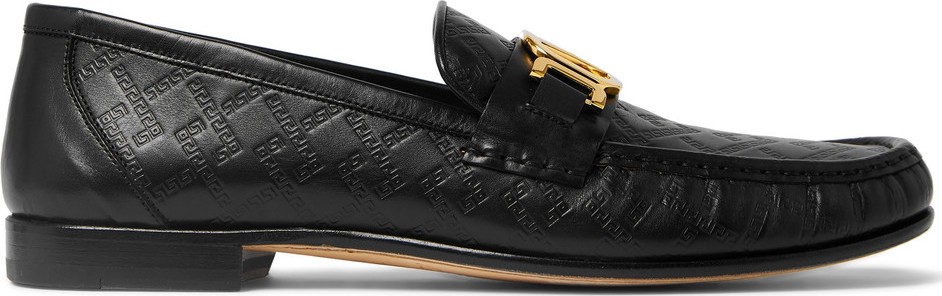 Versace Horsebit Logo-Embossed Leather Loafers