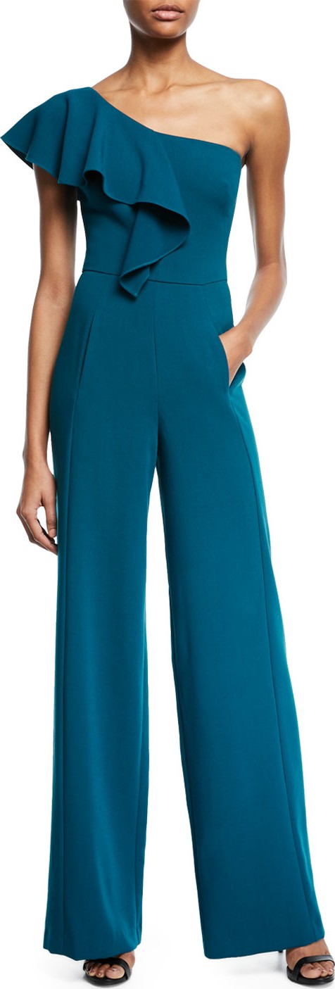 Black Halo Kallan One-Shoulder Wide-Leg Jumpsuit