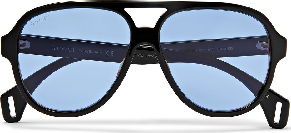 Gucci Striped Aviator-Style Acetate Sunglasses
