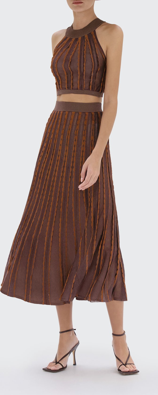 Alexis Zea Scallop-Trim Midi Skirt