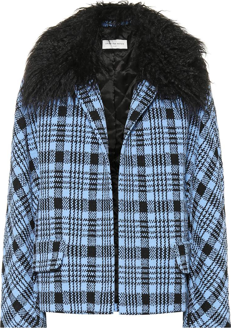 Dries Van Noten Checked wool-blend coat