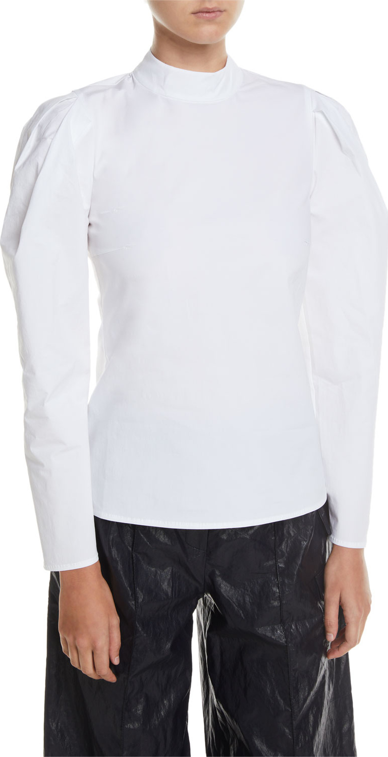Rejina Pyo Kerry High-Neck Puff-Sleeve Blouse