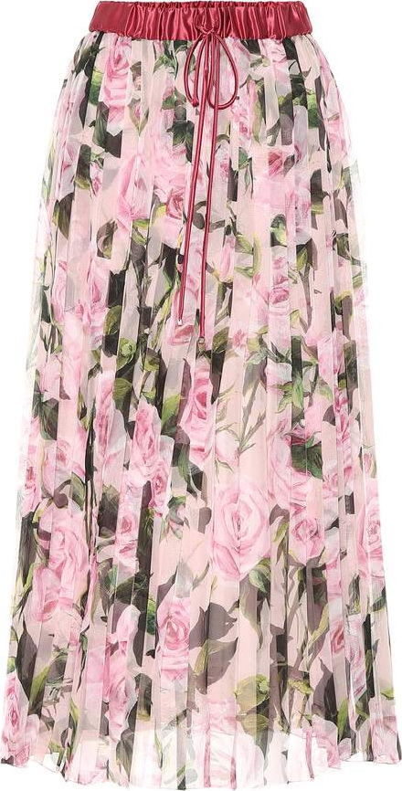 Dolce & Gabbana Floral-printed plissé midi skirt