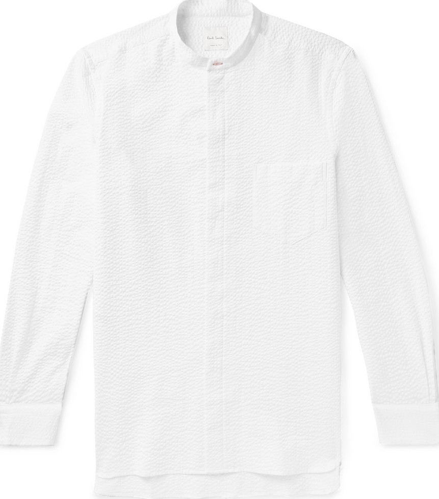 Paul Smith Grandad-Collar Cotton-Seersucker Shirt