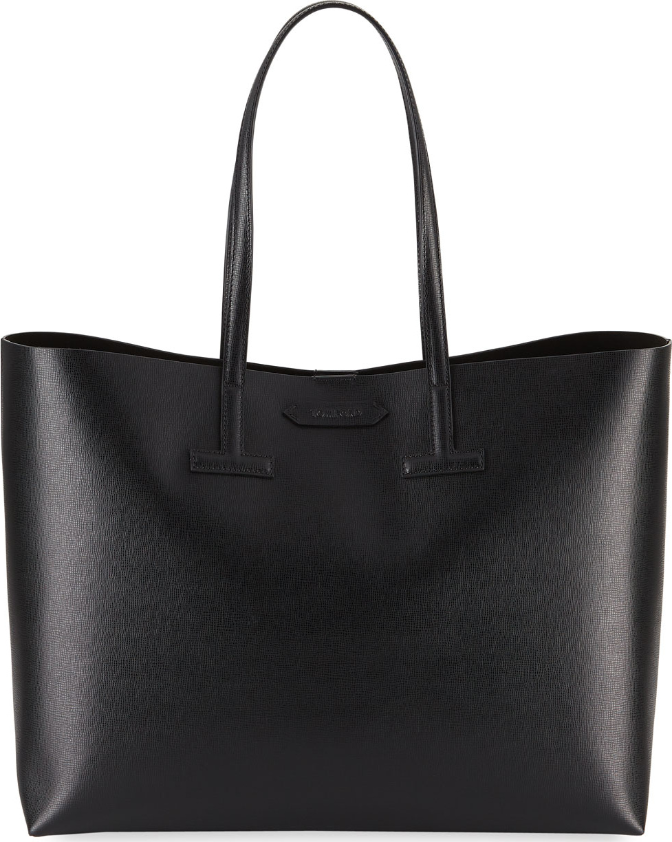 TOM FORD Medium T Saffiano Leather Tote Bag