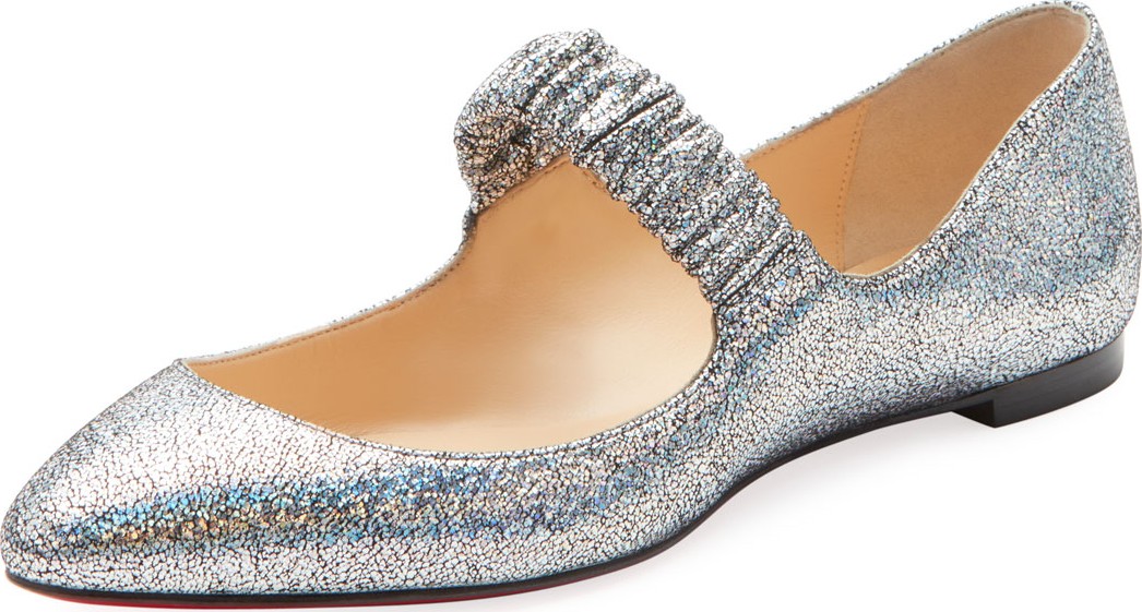 Christian Louboutin M A Gil Mica Mary Jane Red Sole Ballet Flats